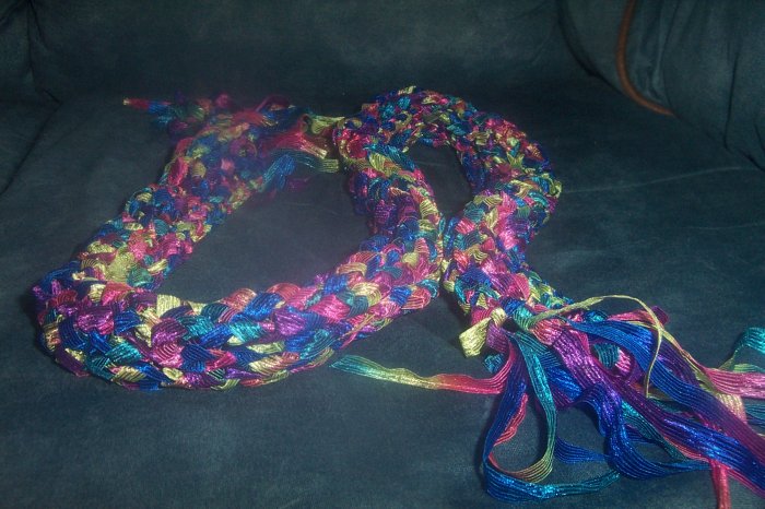 Multi Colored Woman's Knit Ribbon Scarf
