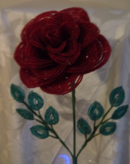 Large Beaded Red Rose