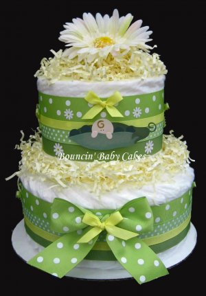 2 Tier Pea in a Pod Baby Neutral Diaper Cake