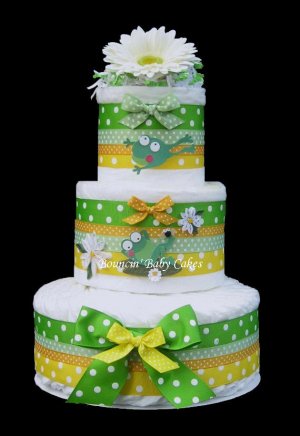 Froggy Frog Baby Shower Diaper Cake/ Centerpiece Gift