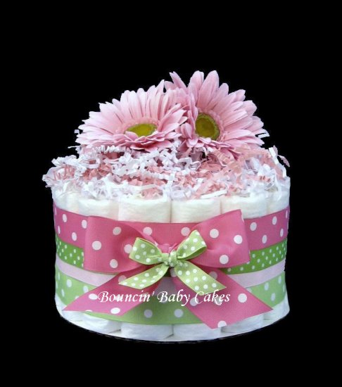 1 Tier Strawberry Kiwi Baby Shower Diaper Cake/ Centerpiece Gift
