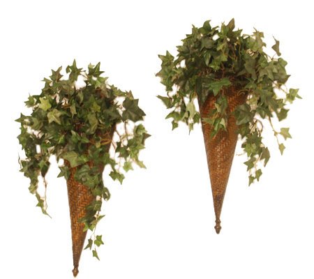 Basket Weave Ivy Planters - Set of 2