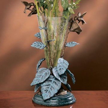 Hummingbirds & Leaves with Vase
