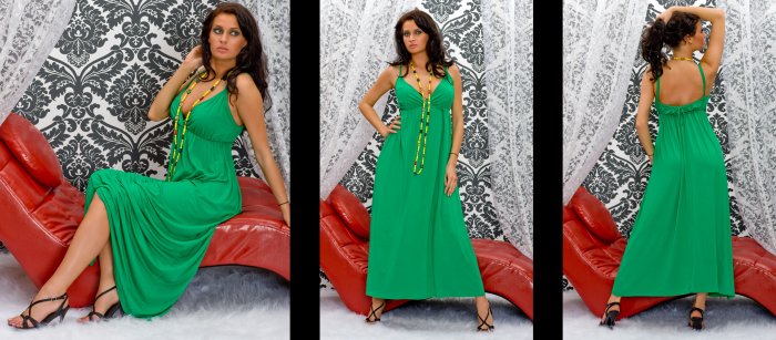 LONG CELEBRITY ONG HOLIDAY DRESS GREEN COLOUR