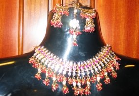 Dark Pink stone studded Set