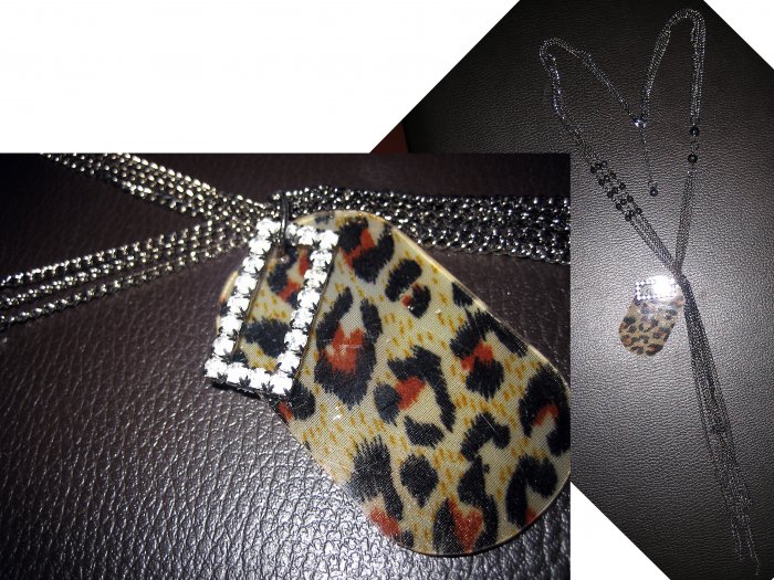 Multi Long Crystal Leopard Plate Layered Bead Chain Necklace-Gold (FREE Shipping)
