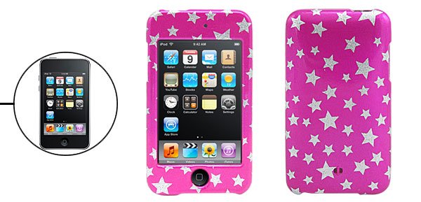 Silvery Star&Pinkish Hard Plastic Case for iPod Touch 2nd Generation(Free Shipping to Worldwide)