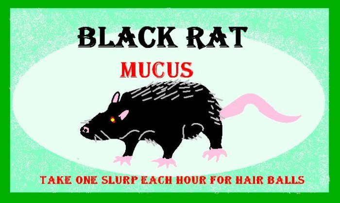 Black Rat Mucus Halloween Bottle Label Prop