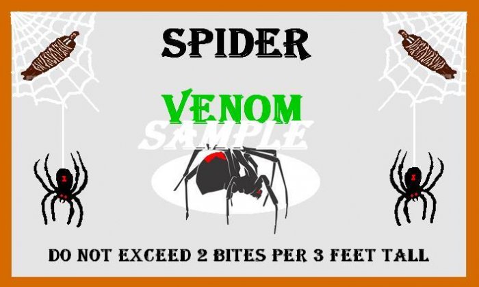 Spider Venom Halloween Bottle Label Prop