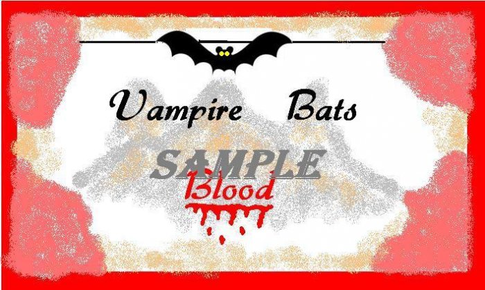 Vampire Bats Blood Halloween Bottle Label Prop