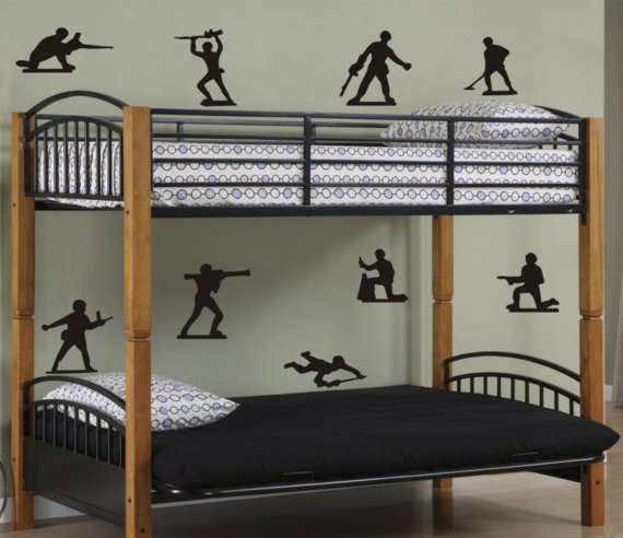 Army Men Decal Set Sticker Toy Toys Green Plastic Kids Kid Boy Teen War