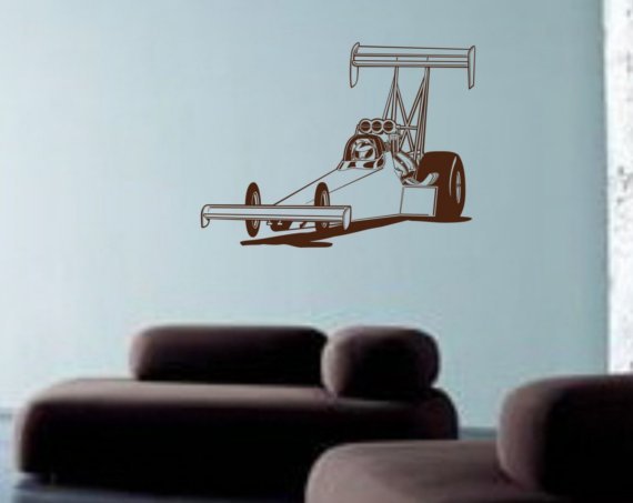 Dragster Wall Decal Sticker Funnycar Drag Racing Kids Room Boy Teen Fan