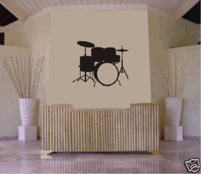 DRUM SET Wall Mural Decal Sticker Music Drums Drummer Band Drumstick Percussion