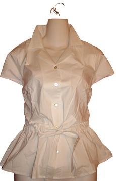 L -Classic White Collar Blouse