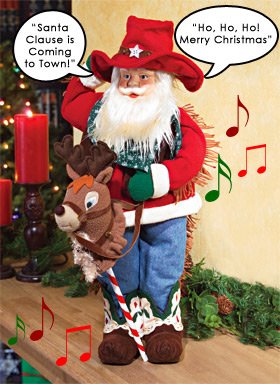 Animated Cowboy Santa With Reindeer
