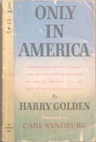 Only In America Harry Golden 1959 Paperback