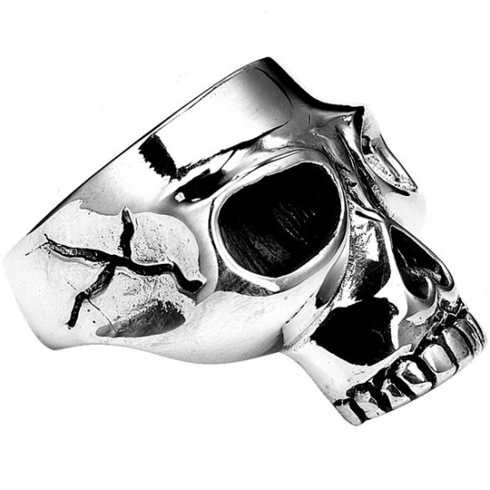 Mens Sterling Silver Half Jaw Skull Ring