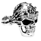Mens Sterling Silver Skull and Hands Ring