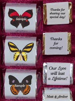 150 Wedding Bridal Shower Butterfly Themed Nugget Candy Wrappers
