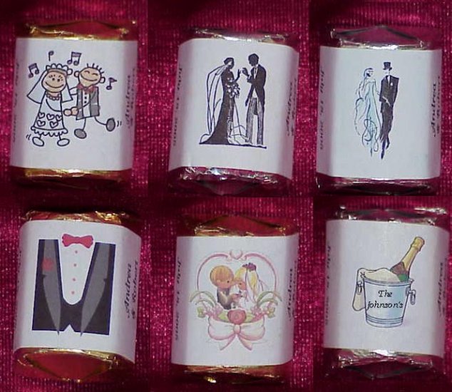 150 Wedding Bridal Shower Bride & Groom Themed Nugget Candy Wrappers