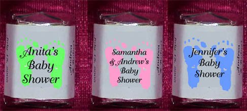 150 Baby Shower - BABY FOOTPRINTS THEMED Nugget Candy Wrappers Favors