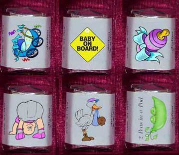 150 Baby Shower - MANY DESIGNS Nugget Candy Wrappers Favors