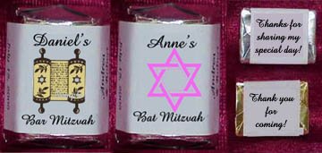 150 Bar Bat Mitzvah CUSTOM Candy Labels Wrappers Favors