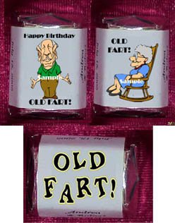 150 Birthday OVER THE HILL OLD FART THEMED Candy Wrappers Favors