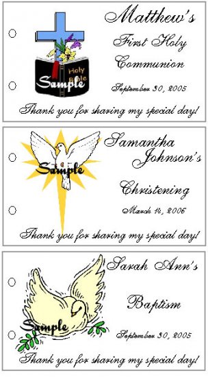 BAPTISM COMMUNION CHRISTENING Party Lollipop suckers Favors Tags