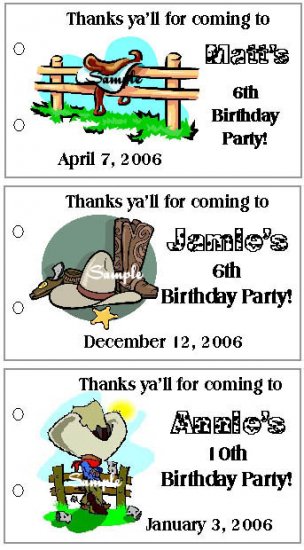 COWBOY WEST BIRTHDAY Party Lollipop suckers Favors Tags