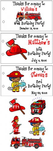 FIRETRUCK BIRTHDAY Party Lollipop suckers Favors Tags