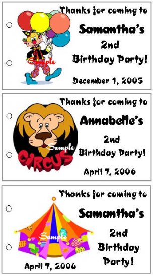 CIRCUS BIRTHDAY Party Lollipop suckers Favors Tags
