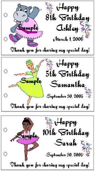 BALLERINA BIRTHDAY Party Lollipop suckers Favors Tags