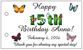 BUTTERFLY BIRTHDAY Party Lollipop suckers Favors Tags