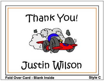 Kid RACE CAR CARS Birthday Thank You Cards Notes Kids