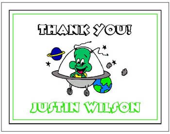 Kid SPACE ALIEN Birthday Thank You Cards Notes Kids