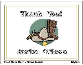 Kid COWBOY WESTERN Birthday Thank You Cards Notes Kids