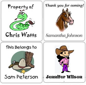COWBOY WESTERN (self-stick) Gift Favor Tags