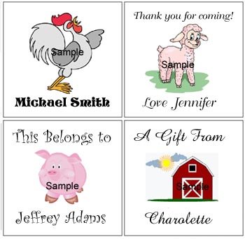 FARM ANIMALS (self-stick) Gift Favor Tags