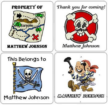 PIRATE (self-stick) Gift Favor Tags