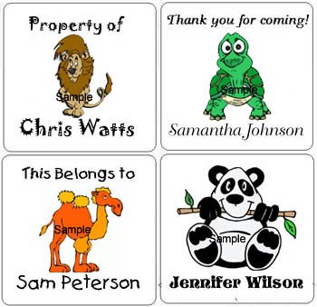ZOO JUNGLE ANIMALS (self-stick) Gift Favor Tags