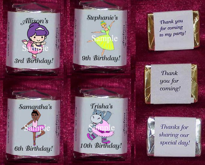 30 BALLERINA THEMED Personalized Candy Wrappers