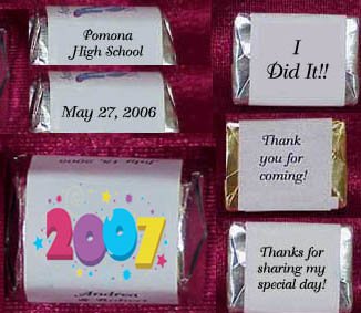 150 GRADUATION 2007 MULTI Candy Custom Wrappers PARTY Favors
