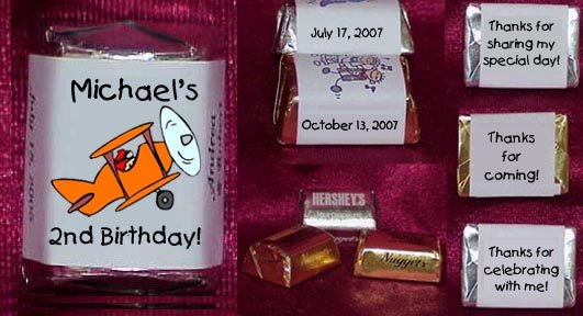 150 Birthday AIRPLANES THEMED Candy Labels Wrappers Favors
