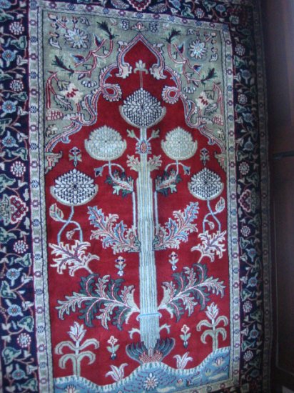 "THE TREE OF LIFE " antique wool rug 4 x 6