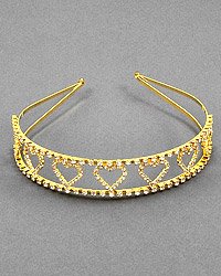 Goldtone Clear Rhinestone Heart Headband