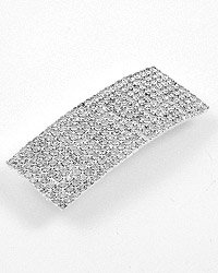 Silvertone / Clear Rhinestones / Lead & Nickel Free / Square Hair Clip