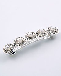 Clear Austrian Crystal & Faux Pearls Hair Pin
