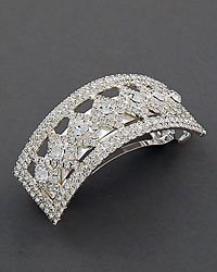 Clear Rhinestone Diamond Shape Barrette In Silvertone