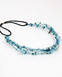 Blue Wire Headband With Freshwater Pearls